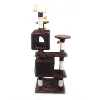 

52" Cat Climb Holder Tower Cat Tree Cat Scratching Sisal Post Tree Climbing Tower Beige
