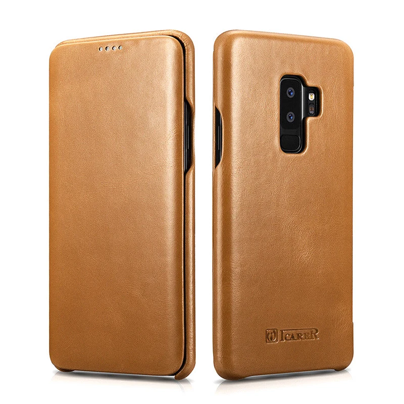 Чехол из натуральной кожи для samsung Galaxy S10 Plus S10e S9+ Note 9, магнитный винтажный кожаный чехол-бумажник с откидной крышкой - Цвет: Khaki