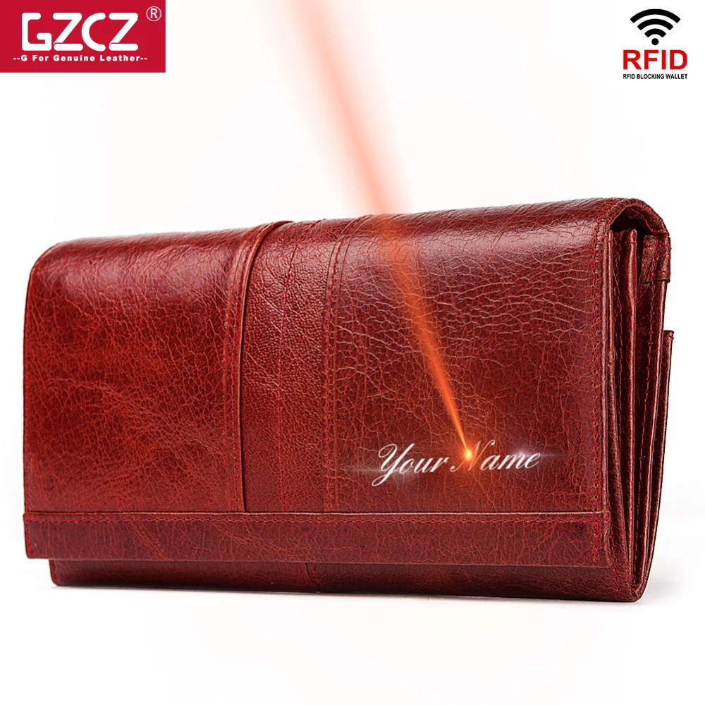 Female Purse Card-Holder Wallet Women Long Genuine-Leather Portomonee-Clamp Phone-Bag
