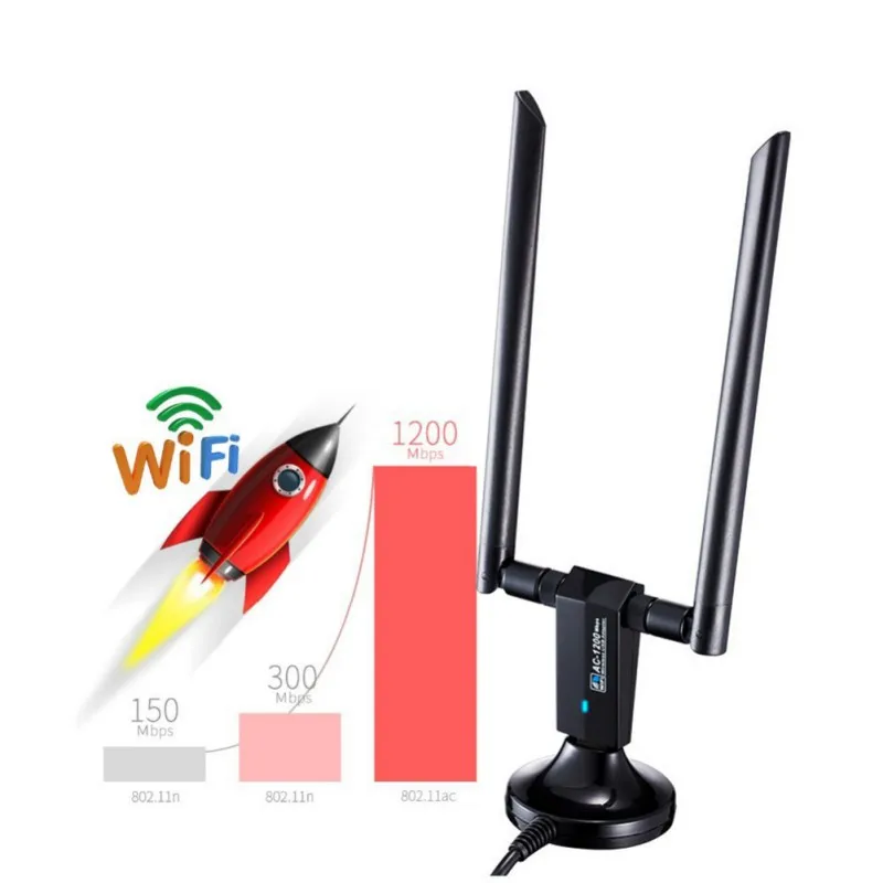 2,4/5 ГГц 1200 Мбит/с Беспроводная USB Сетевая карта USB3.0 Wifi приемник адаптер с антенной для ПК ноутбука