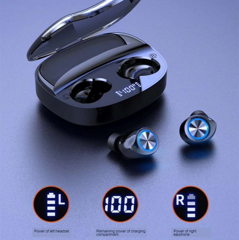 

TW90 new Earphone dual-ear call power displays the high-capacity Black Tech Bluetooth headset's