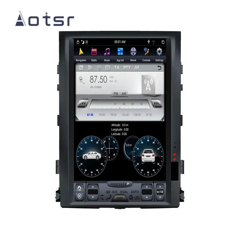 Aotsr Tesla 1" вертикальный экран Android 8,1 автомобильный DVD мультимедийный плеер gps навигация для TOYOTA LAND CRUISER LC200 2008