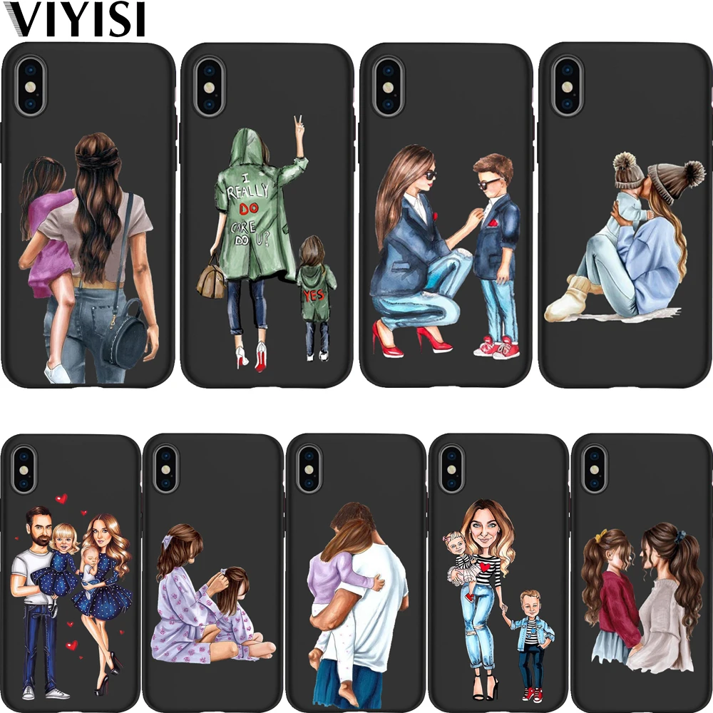 

For iPhone 11 Pro Case Baby Mom Girl Super Mom Dad Phone Case For iPhone 7 X XS XR MAX 8 6 6S Plus 5 5s SE TPU Protective Cover