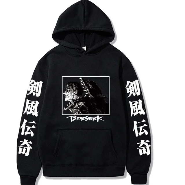 Anime Hoodie Berserk Harajuku Guts Eyes Manga Hoodies Sweatshirt Graphic Winter Pullover Fashion Long Sleeve Men/Women Hoody Black10
