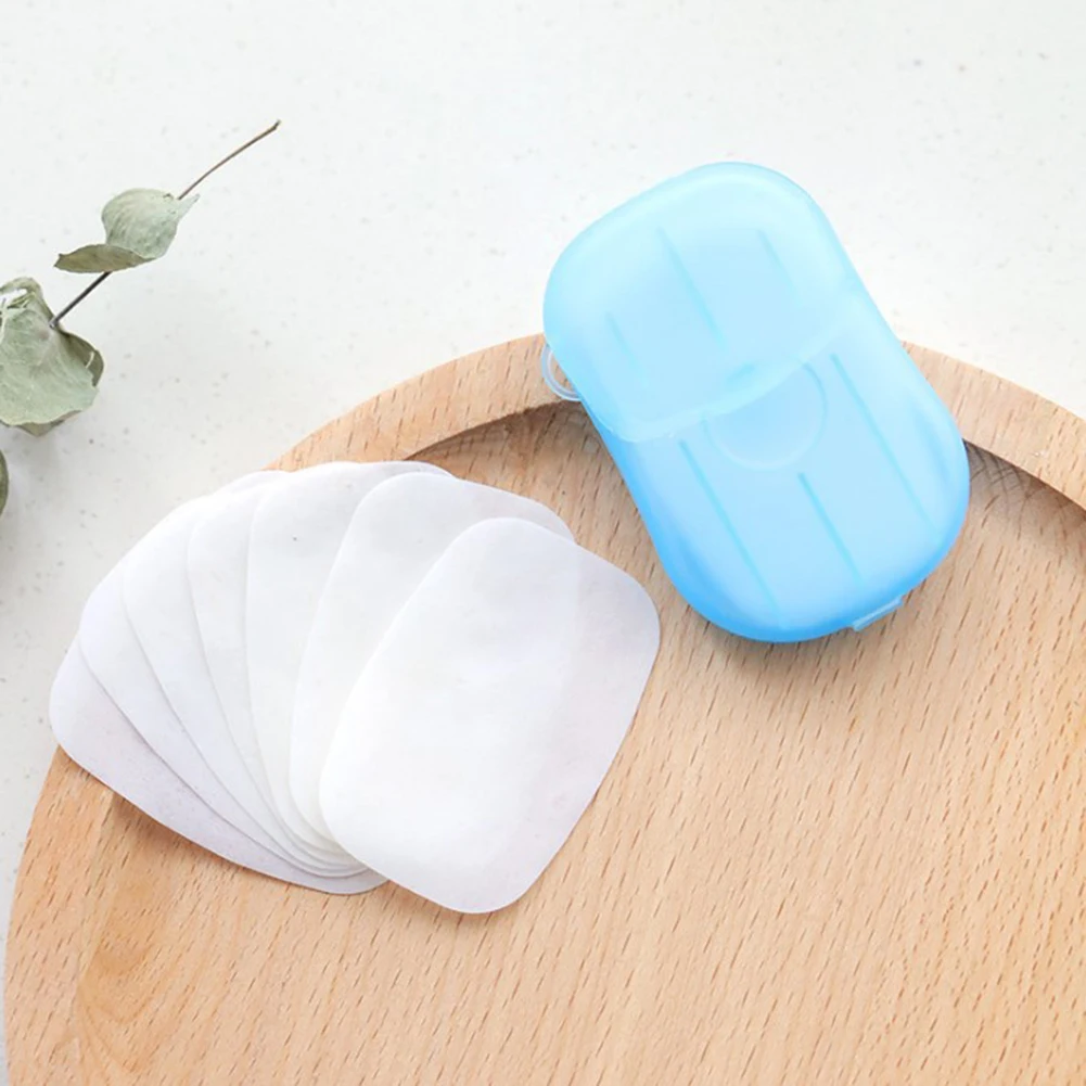

2020 new 100pcs Mini Disposable Hand Washing Cleaning Paper Soap Flakes Scented Slice Camping Outdoor Soap Sheets