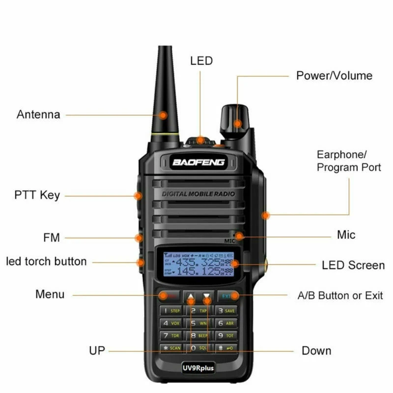 Baofeng UV-9R Plus 15W Walkie Talkie High Power Long Range 2 Way Radio Waterproof IP67