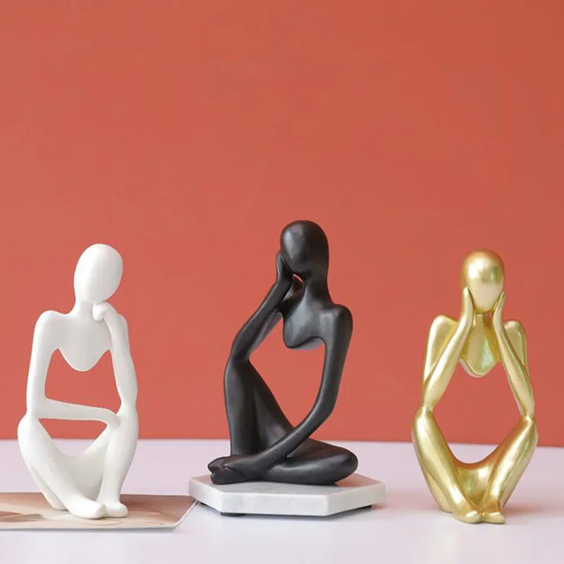 Resin Sculpture Thinker Character Abstract Statue Art European Style for Home Decor Modern Office Shelf Desktop | Дом и сад