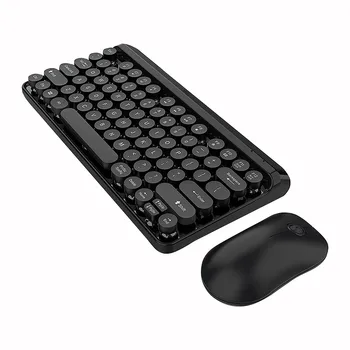 

2.4g Wireless Keyboard Mouse Three-level Smart Sleep Round Retro Keycap Gaming Keyboard Multimedia Keyboard #zer