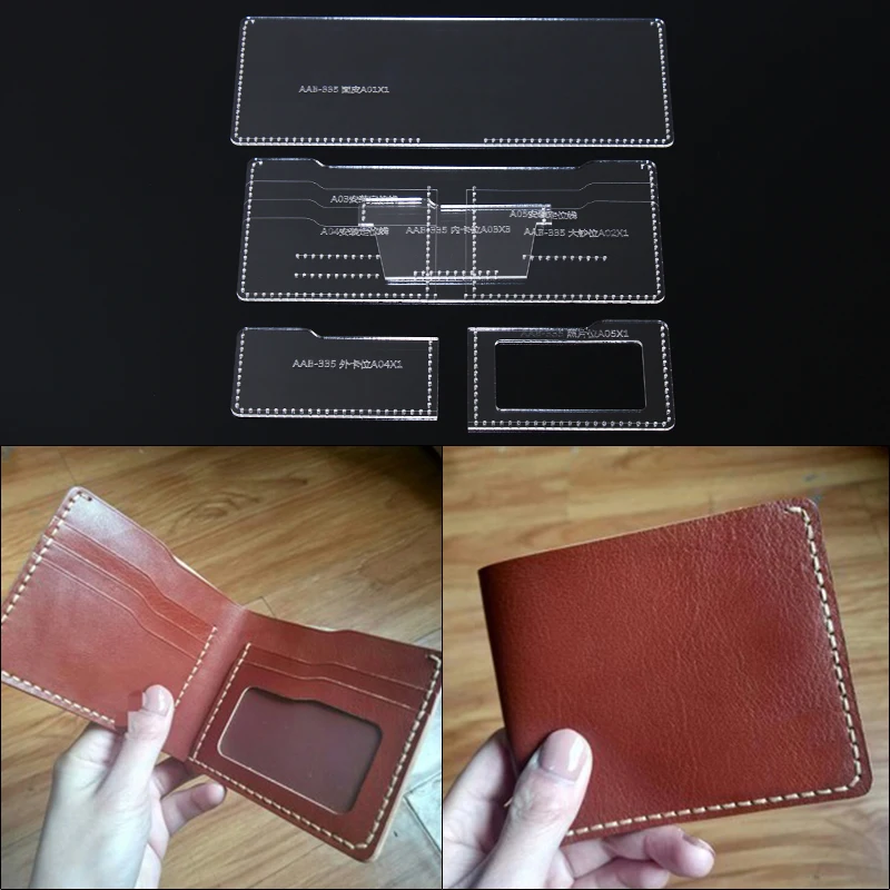 

1Set DIY Acrylic Template New Retro Classic Short Wallet Photo Wallet Leather Craft Pattern DIY Stencil Sewing Pattern 11.5*9.5