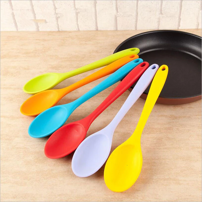 Large Size Universal Food Grade Silicone Scoop Flexible Heat Resistant Soup Spoon Cookware Shovels Kitchen Cooking Tools Gadget | Дом и сад