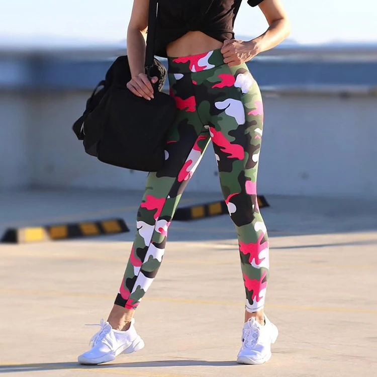 WANAYOU женские камуфляжные спортивные Леггинсы с высокой талией штаны для йоги с эффектом пуш-ап спортивные колготки для фитнеса и отдыха