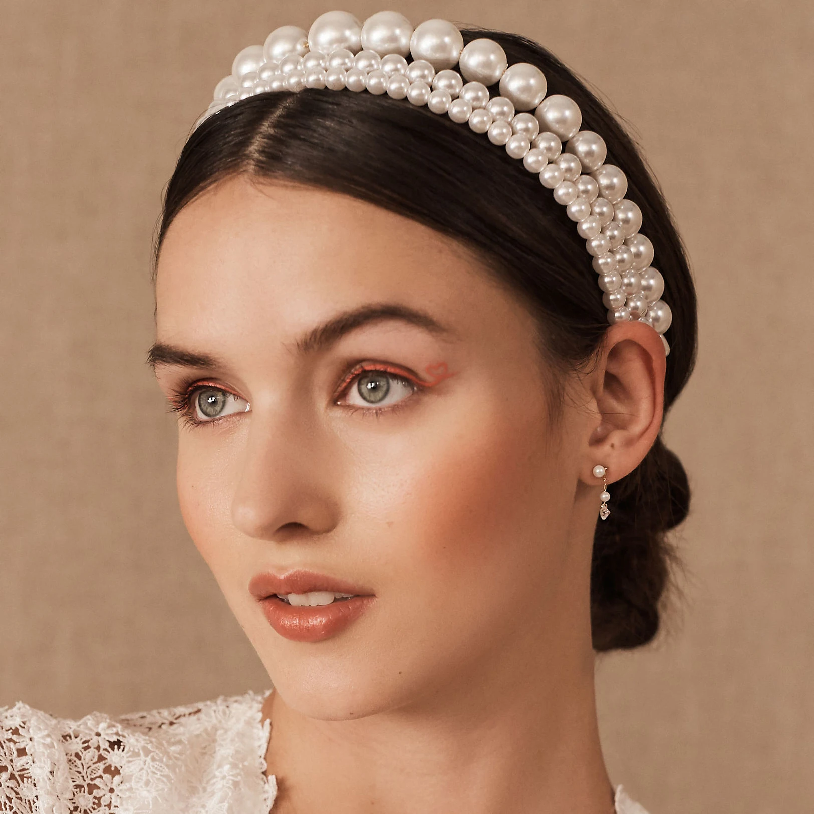 Women's Tie Headband Hairband Crown Pearls Wedding Hair Band Hoop Accessories 
