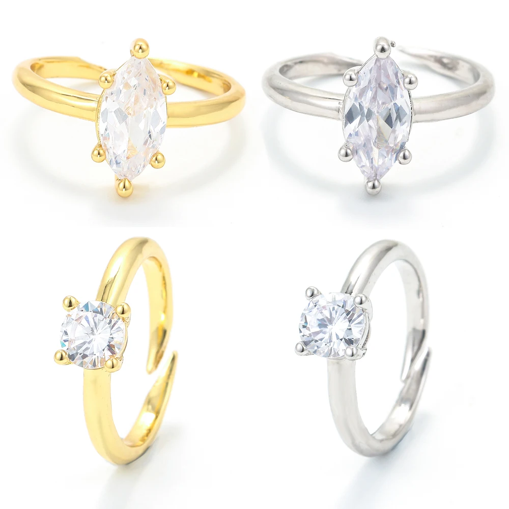 

EYIKA Elegant Marquise Round Zircon Engagement Rings for Women Gold Silver Color Simple Minimalist Wedding Ring Jewelry Gift