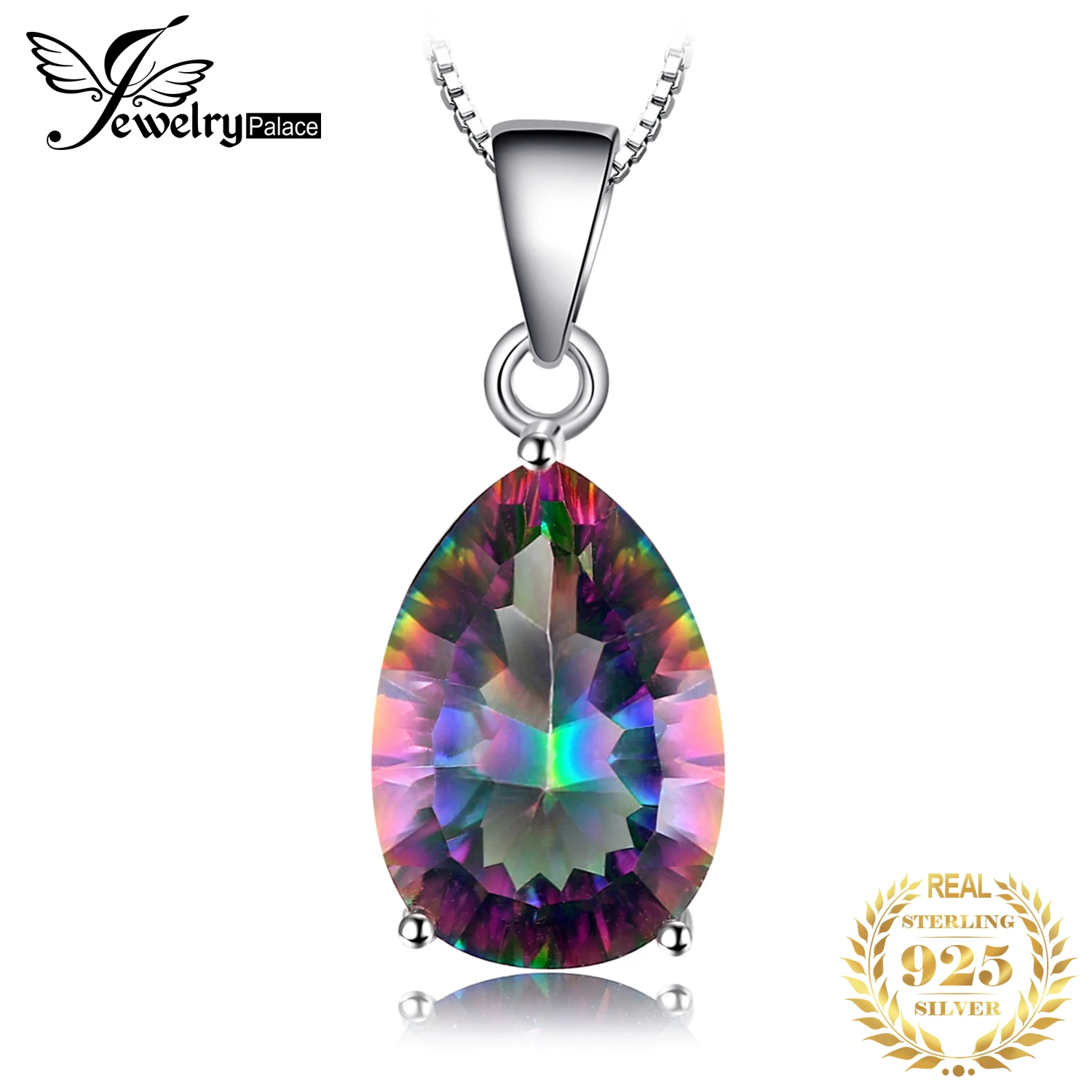 Драгоценная Подвеска в виде груши 5ct Natura Rainbow огонь Мистика топаз кулон Твердые