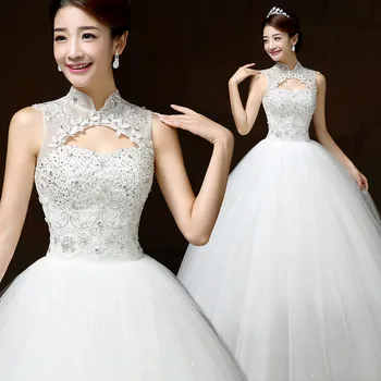 

New Style Lace Wedding Dress Korean Style Simple Chinese Halter Wedding Gown Princess Bridal Dress Made In China H60