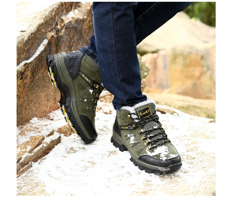 Men's shoes authentic high shoes men's outdoor sports shoes winter warm plus velvet non-slip thick snow boots
