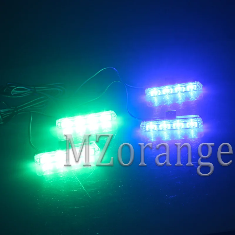 strobe lights stroboscopes fso auto flash 4x4 LED police lights stroboscope police light police flasher strobe light fso flash - Цвет: 2 green 2 blue