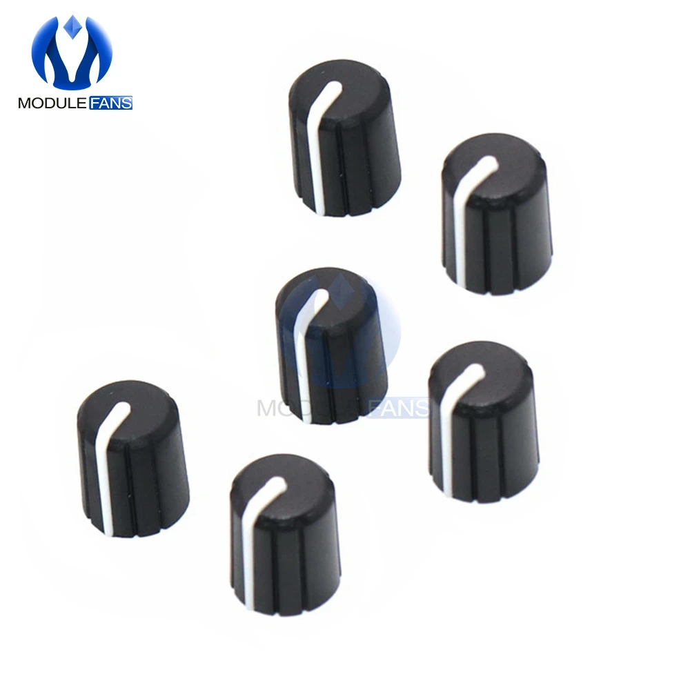 

10pcs Soft Hard Rubber Half Shaft Potentiometer Knob Cap D-axis Cap Plastic Type D For KY-040 Module Diy Electronic 6mm Black