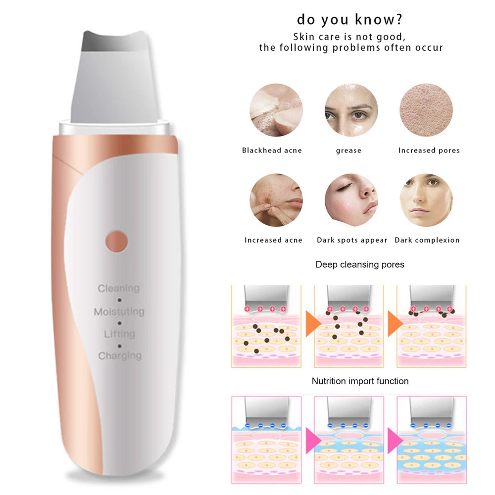Ultrasonic Skin Scrubber Facial Deep Cleaner Remove Blackhead Acne Pore Reduce Wrinkles Face Liftin