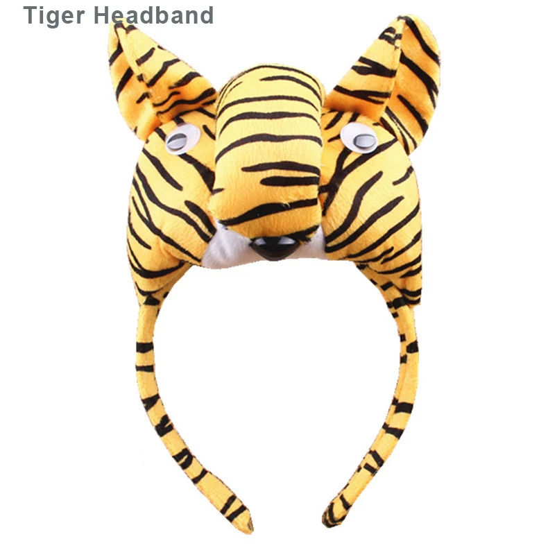 Животное ухо оголовье Плюшевые Свинья мышь тигр собака косплей повязки для волос Головные уборы карнавал Дети День рождения Хэллоуин Рождество подарок - Цвет: Tiger Headband