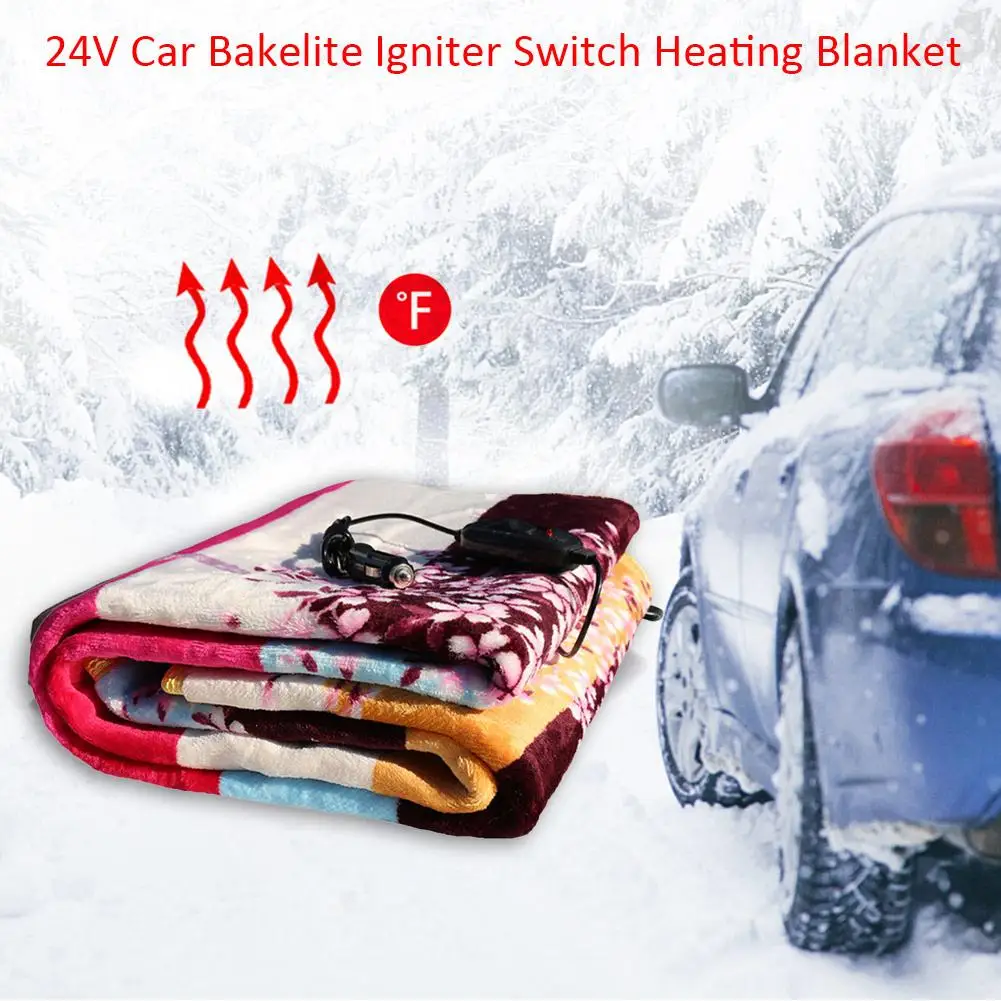 

24V Car Electric Heating Blanket With Cigarette Lighter Electric Heating For Car Truck (Color Random Delivery)