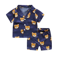 Пижамные комплекты для детей пижамы с рисунком для маленьких мальчиков и девочек, одежда для сна футболка с короткими рукавами и шорты, комплект одежды, пижама, infantil
