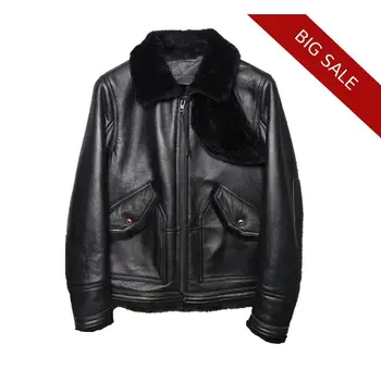 

2020 Black Men Smart Casual Shearling Jacket Plus Size XXXXL Genuine Sheepskin Winter Thick Russian Natural Leather Coat