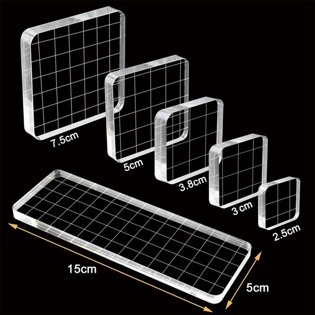 Acrylic Stamp Block Notebook Type Clear Stamping Tools Set with Grid Lines  for Scrapbooking Crafts Card Making Positioning Tool