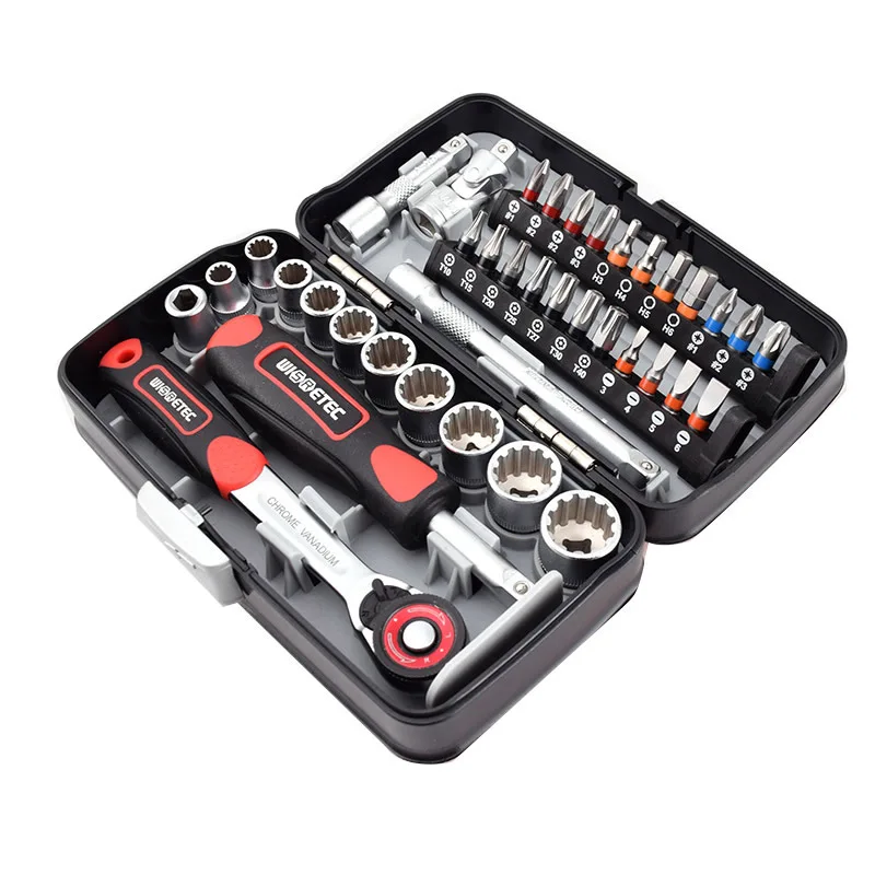 

38pcs Hand Tool Set General Household Repair Hand Tool Kit with Plastic Toolbox Storage Case Socket Wrench Screwdriver Handle
