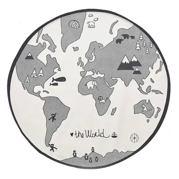 

New Kids Room Round World Map Toy Storage Portable Play Mat For Toy Baby Playing Floor Organizer Blanket Mat 135 X 135cm