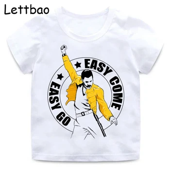 

2019 Summer Boys Short Sleeve T Shirt Girls FREDDIE MERCURY Cotton Rock Band Kids Cartoon White Tops