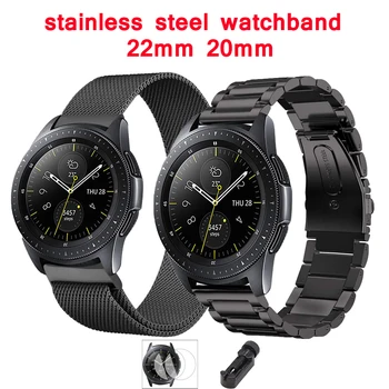 

stainless steel Strap for samsung galaxy watch gear S3 active Frontier 46mm 42mm 22mm/20mm watchband film+tool+watch band