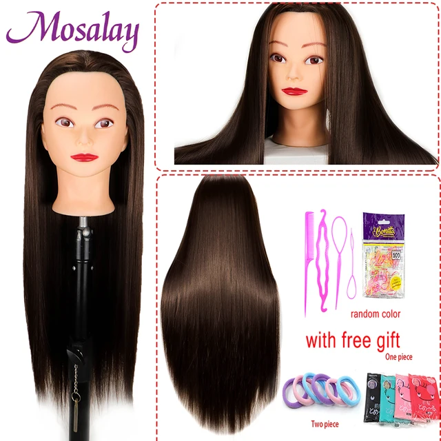 Tête de poupée pour coiffeurs 65cm cheveux synthétiques Mannequin tête coiffures femme Mannequin coiffure coiffure formation tête 1