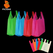 Нетканый жилет мешок для супермаркета, для еды фрукты растительная упаковка ручной эко пользовательский органная реклама подарок на вынос магазин рекламы