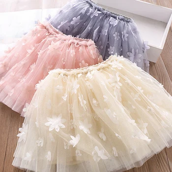 

5155 Princess Flowers Embroidery Kid Skirt Tutu Baby Girl Skirt 2020 New Summer Children Clothes Wholesale Baby Girls Clothes 5p