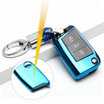 

TPU Car Key Cover Case Fob Shell For Volkswagen Tiguan VW Golf Skoda Octavia Seat Ibiza Leon Private Custom Remote Flip Key Case