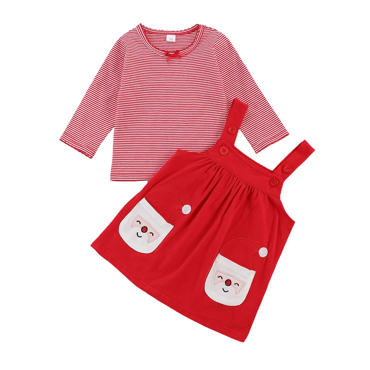 

Christmas Infant Baby Girl Red Dress Long Sleeve Clothes Set Cartoon Santa Dress Overall Xmas Outfits