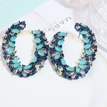 XIUMEIYIZU модные геометрические ювелирные изделия смешанные цвета овальной формы циркониевые большие серьги-гвоздики для женщин модные ювелирные изделия