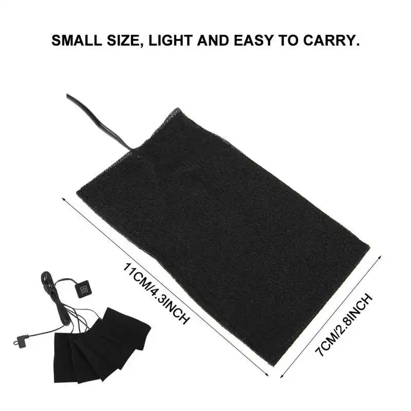 USB Electric Clothes Five Heater Pads Heating Adjustable Temperature Warmer Tool Winter Outdoor Thermal Vest Pad