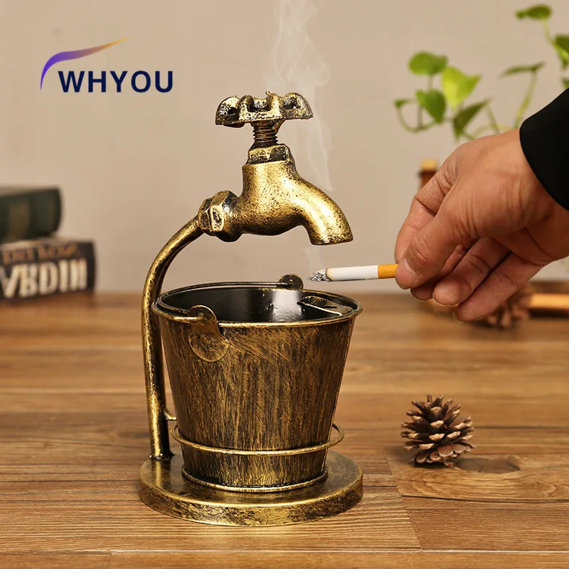 WHYOU Retro Ashtray for Car Iron Art Creative Luck Cigarettes Ash Tray Home Furnishing Decoration |