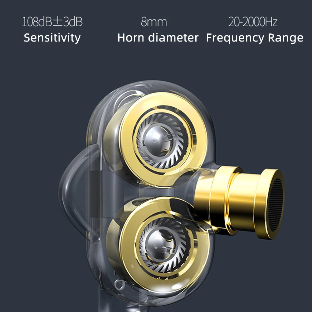 FDBRO D9 with Mic Double Dynamic In ear Wired Earphone Personality HIFI Subwoofer Earbuds Built in HD Gaming Headset