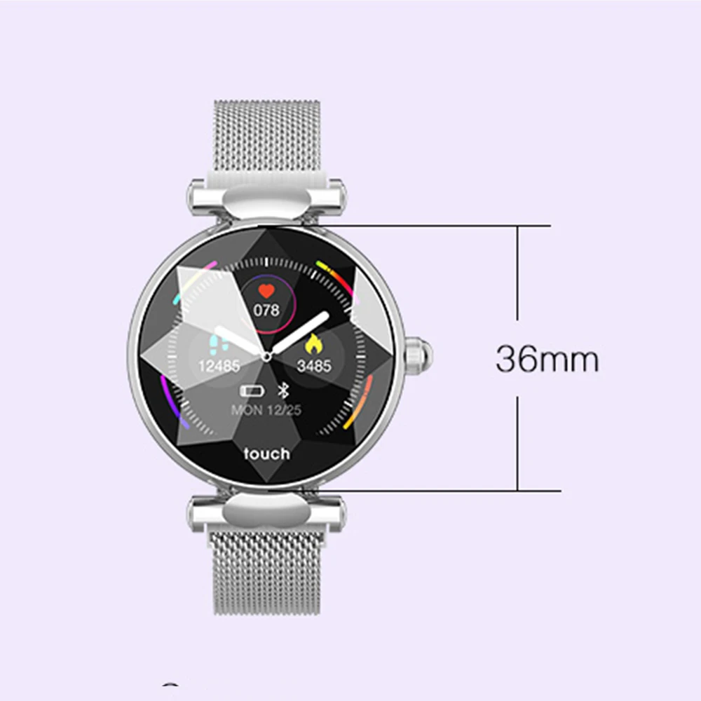 sliver B80 умные часы для женщин, умные часы с бриллиантовым стеклом, женские часы, измеритель артериального давления PPG, пульсометр, фитнес-трекер, умный Браслет - Цвет: sliver