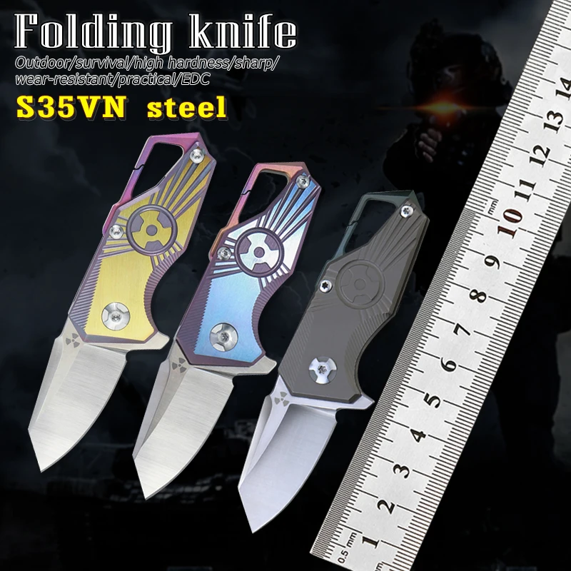 Ручной нож S35VN Blade TC4 миниатюрный портативный складной клинок для кемпинга походов рыбалки брелок хранения