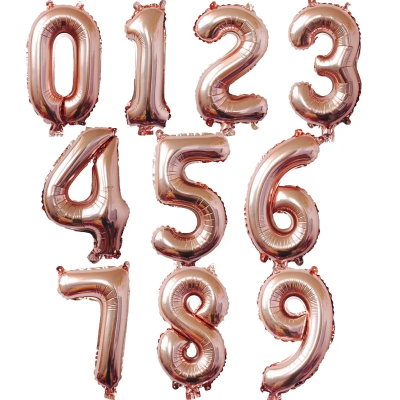2 шт 32/40 дюйма большие фольгированные шары на день рождения Воздушные гелиевые шары с цифрами 18 21 30 украшения на день рождения Детские золотые и серебряные фигурки - Цвет: rose gold