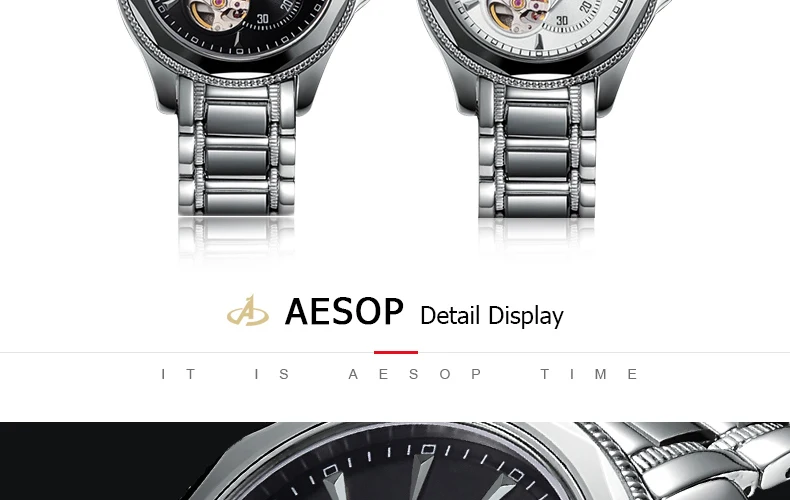 AESOP A+++ часы для мужчин Роскошные автоматические механические мужские наручные часы со скелетом водонепроницаемые мужские часы Relogio Masculino