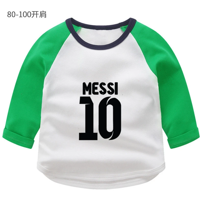 as picture MESSI 10 летнее платье с О-образным вырезом топы с принтом для мальчиков и девочек, цветные туфли с длинным рукавом с изображением мультипликационных персонажей для детей футболка для детей - Цвет: as picture
