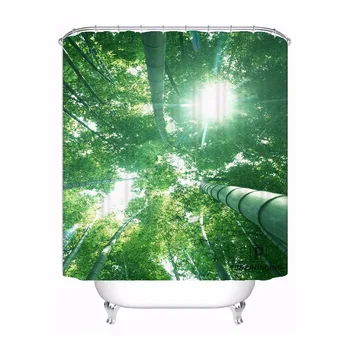 

Custom Bamboo Waterproof Shower Curtain Home Bath Bathroom s Hooks Polyester Fabric Multi Sizes180509-01