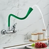 BAKALA RED color Wall Mounted Kitchen Faucet Wall Kitchen Mixers Kitchen Sink Tap 360 Degree Swivel Flexible Hose Double Holes ► Photo 3/6