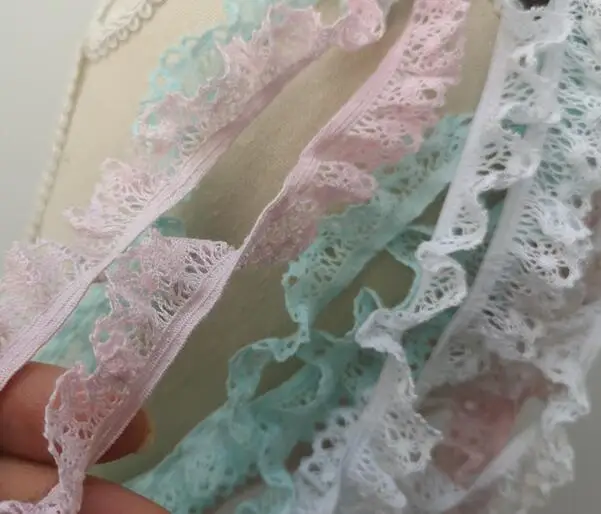 1M Pleated Guipure Sky Blue Lace Ribbon Trim 1.8cm White Pink Lace Fabric Dress Decoration Craft Supplies DIY Sewing Accessories