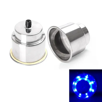

2pcs LED Light Drink Holder Blue 8 LED Recessed Stainless Steel Cup Drink Holder Cup Shape For Car Marine Boat Universal